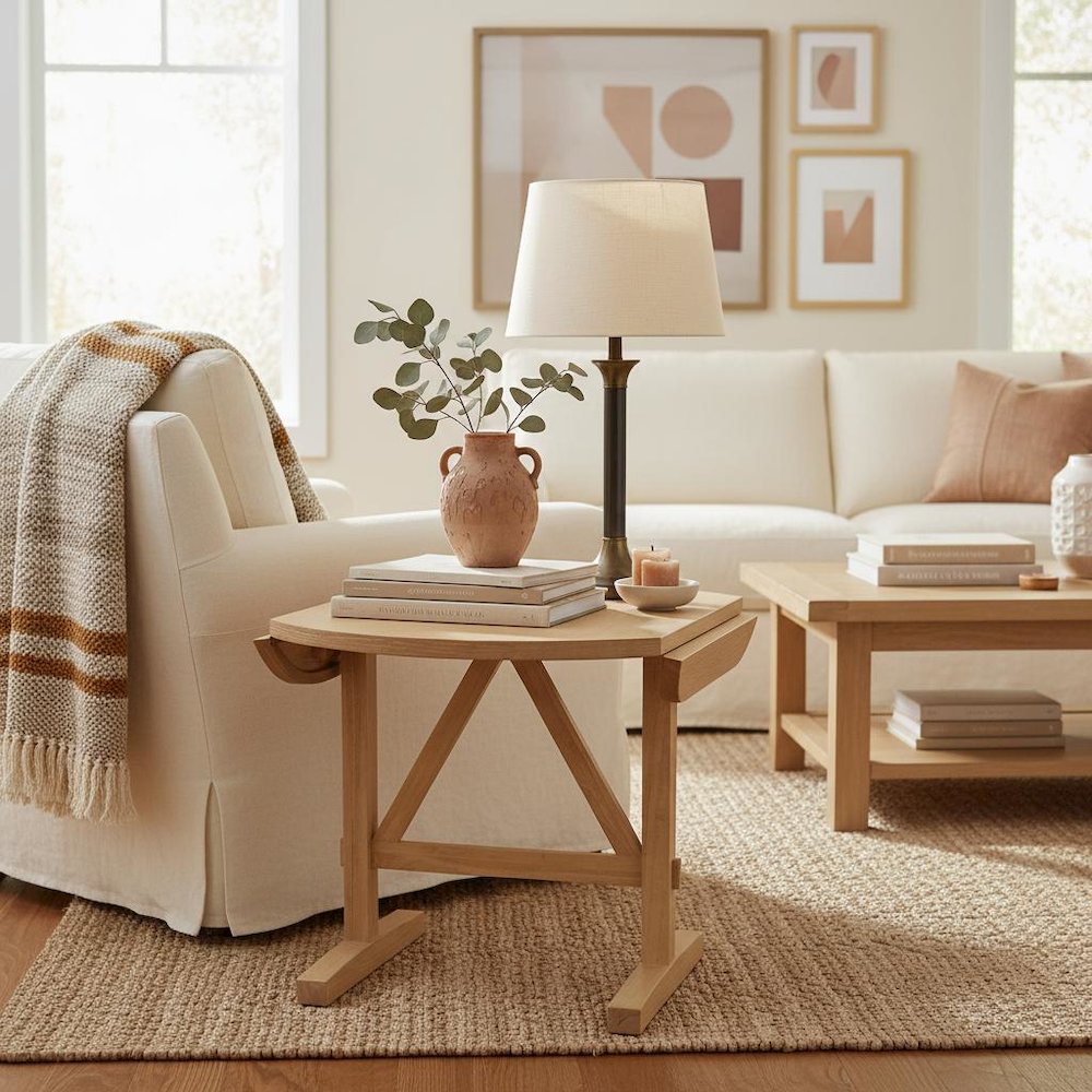 Round Dining Table Modern Farmhouse Style Single Piece Durable Design