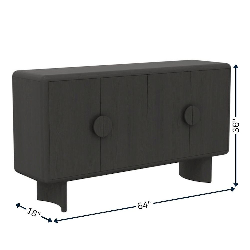 Black Modern Sideboard with Spacious Storage and Sleek Minimalist Design