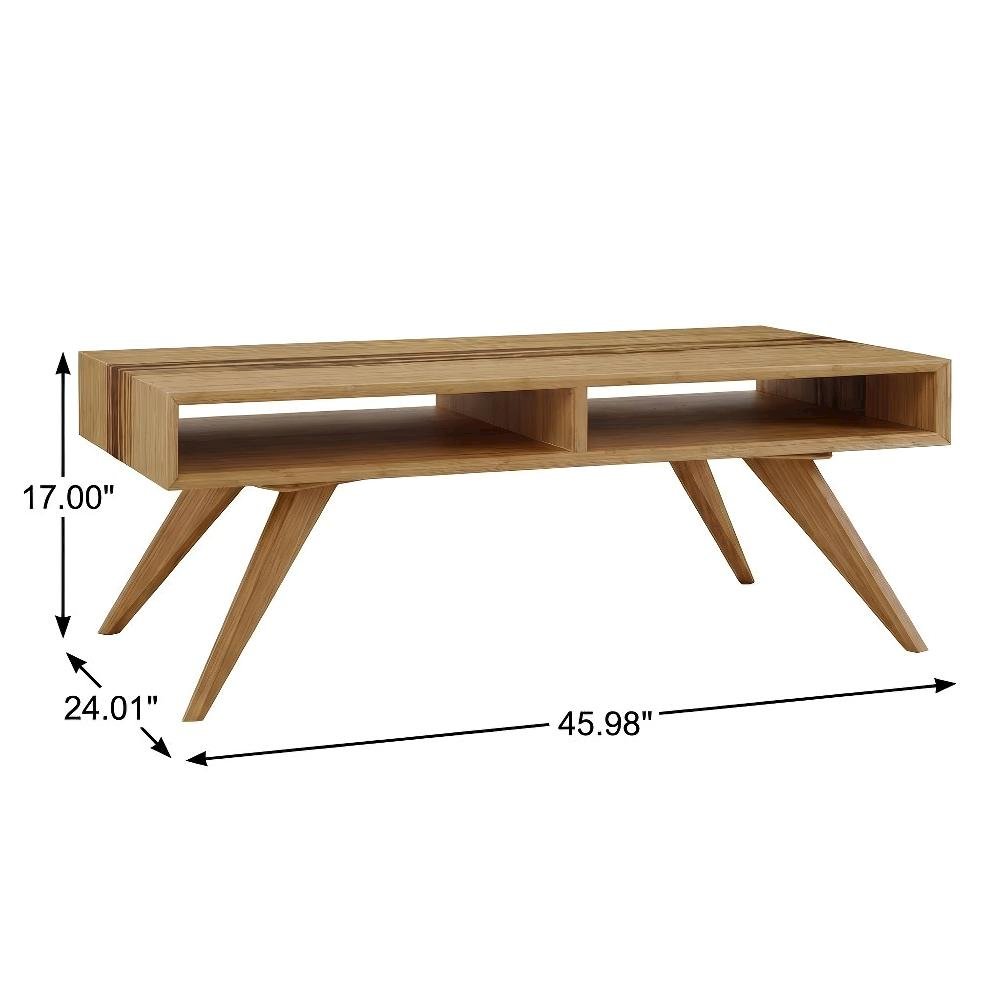 Caramelized Coffee Table with 100% Bamboo Top and Mid Century Modern Design