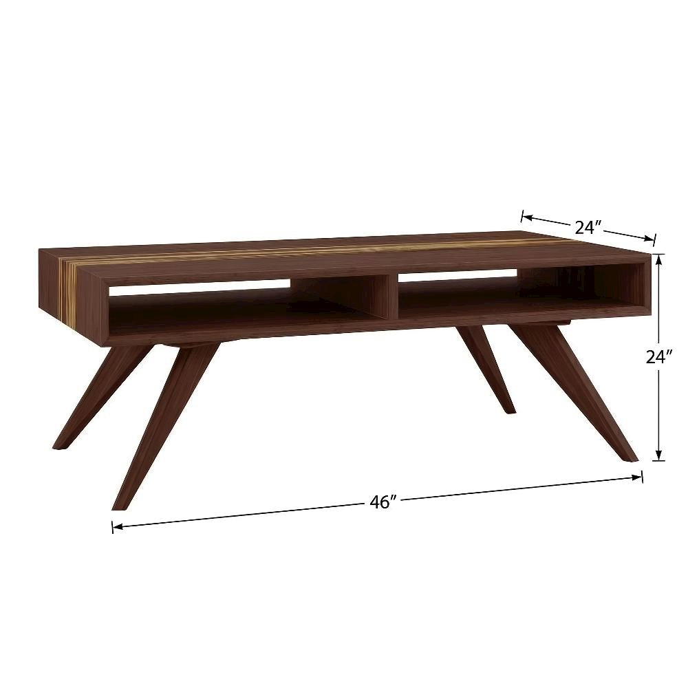 Brown Solid Moso Bamboo Coffee Table with Mid Century Design and Sturdy Build