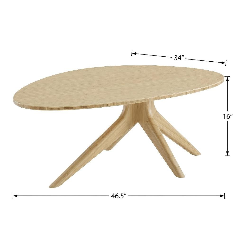 Wheat Bamboo Coffee Table with Mid Century Design and Contemporary Style