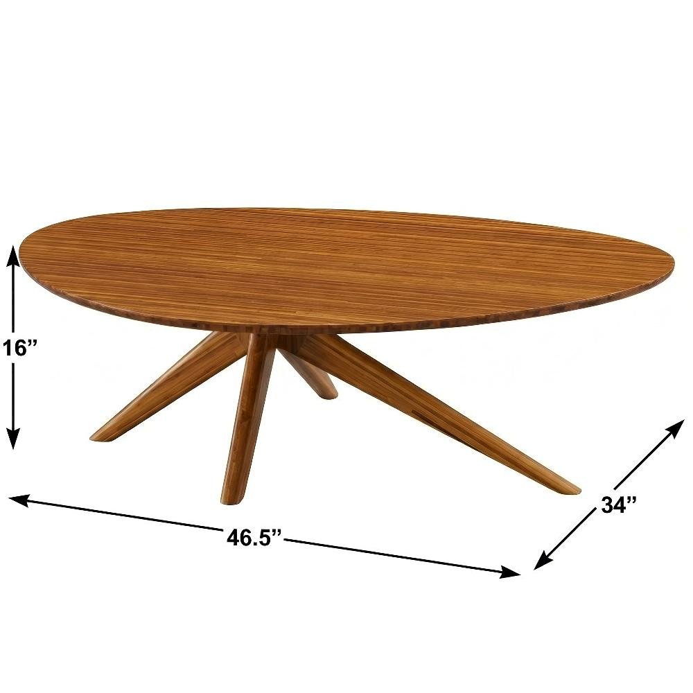 Amber Coffee Table with 100% Bamboo Construction and Mid Century Modern Design