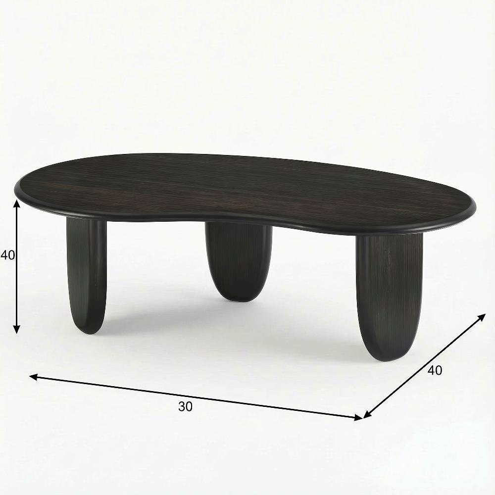 Black Coffee Table with Solid Moso Bamboo Surface Durable Construction