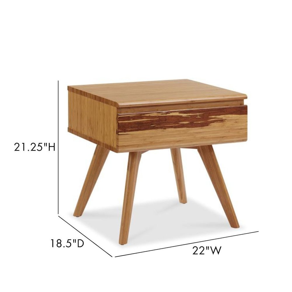 Caramelized Solid Bamboo Bed Side Table – Wood Nightstand with 1 Drawer