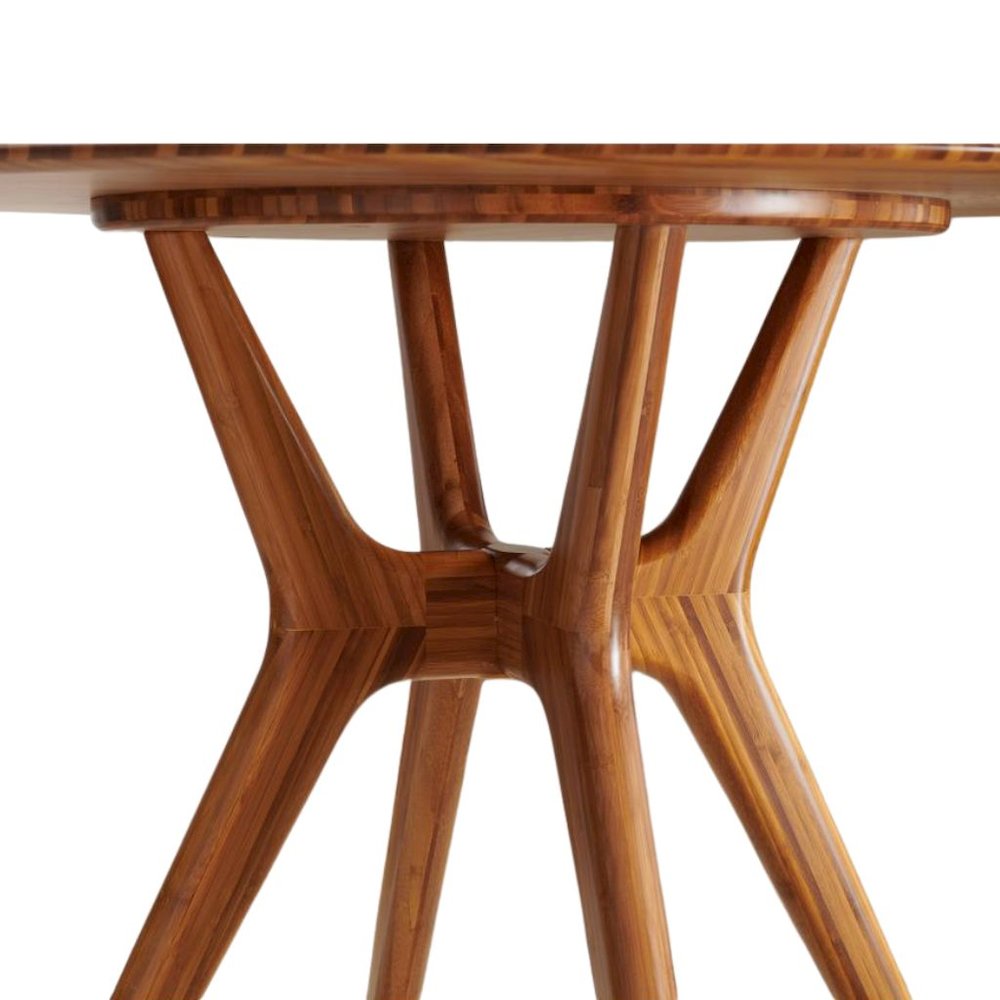 Brown Round Dining Table in Solid Bamboo – Wooden Kitchen Table