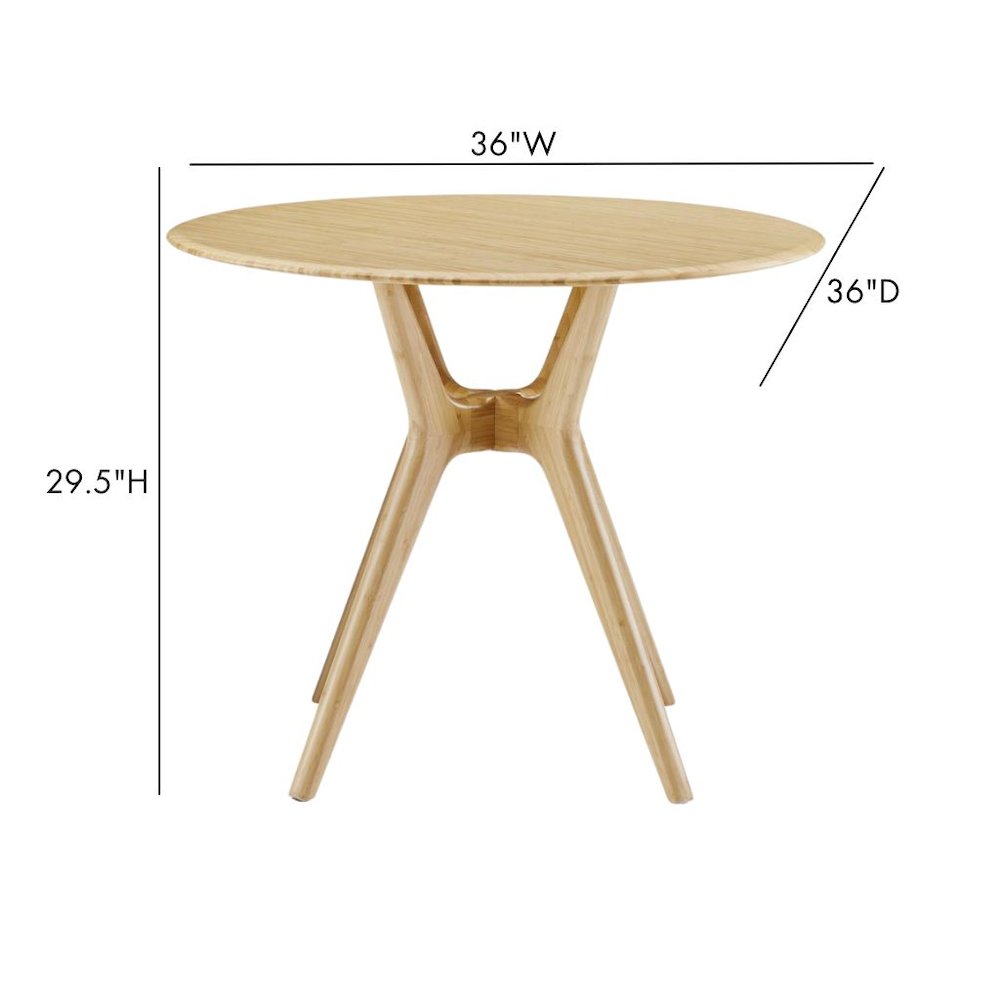 Beige Round Dining Table in Solid Bamboo – Wooden Kitchen Table