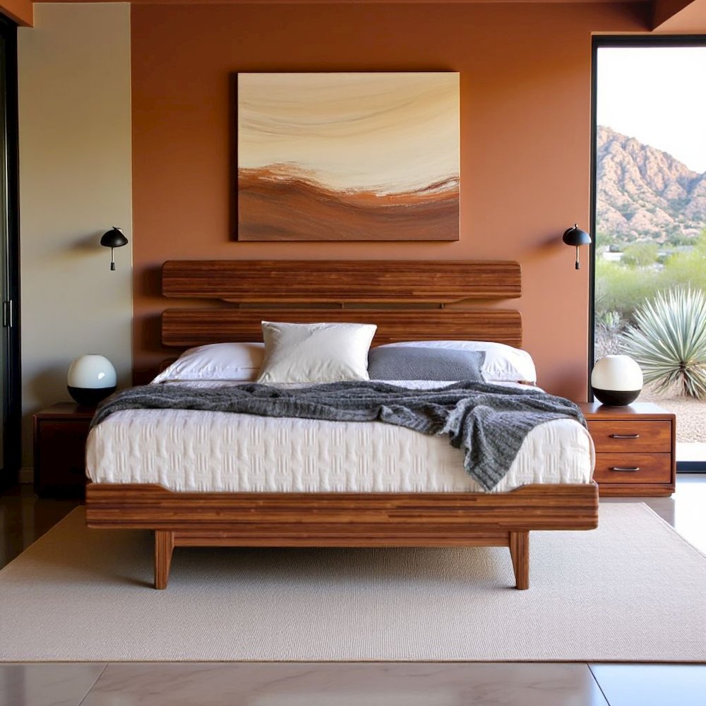 Amber Bamboo Queen Platform Bed Frame – Wooden Bed Frame Queen Size