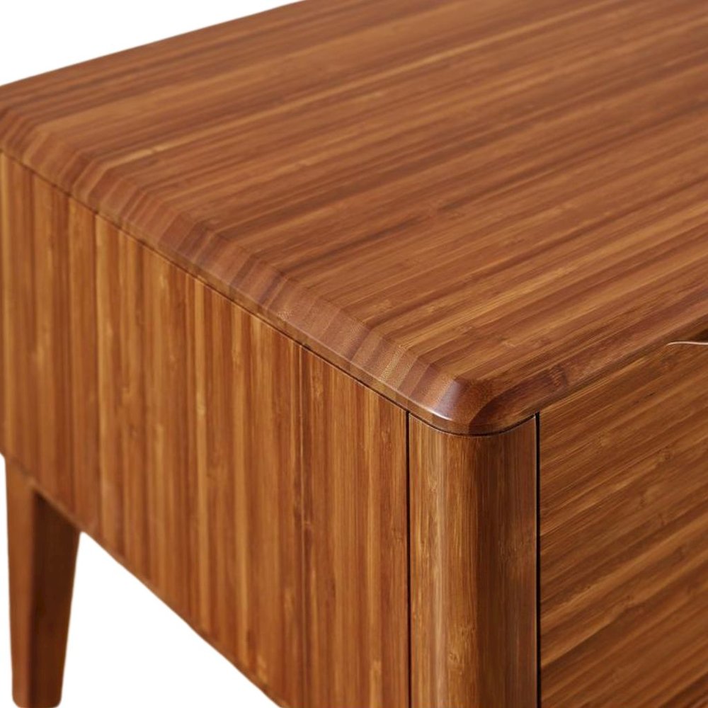 Amber Bamboo Nightstand with 1 Drawer – Natural Wood and Minimalist Style