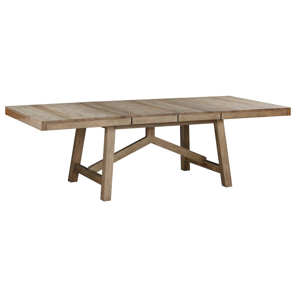 Rustic Extendable Dining Table with Leaf, Solid Trestle Table for 8 Guests