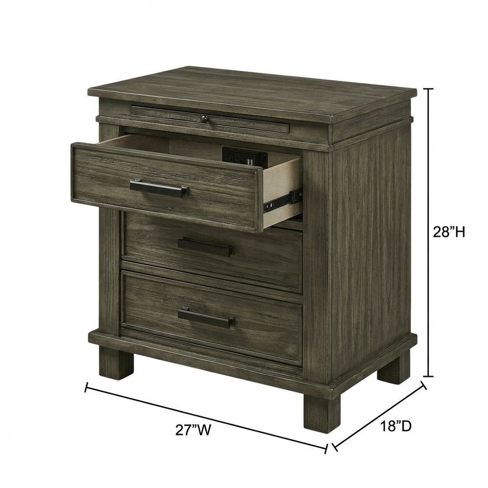 Distressed Finish Nightstand with Oxidized Iron Hardware