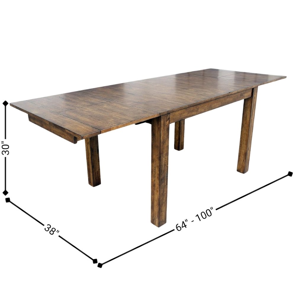 Rustic Whiskey Extendable Dining Table with Leaf, Rustic Dining Table