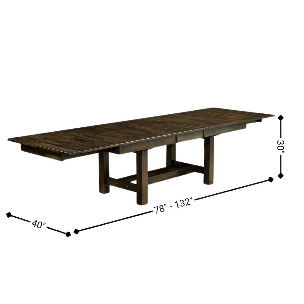 Extendable Rustic Dining Table with Leaf for 8, Solid Gray Wood Design