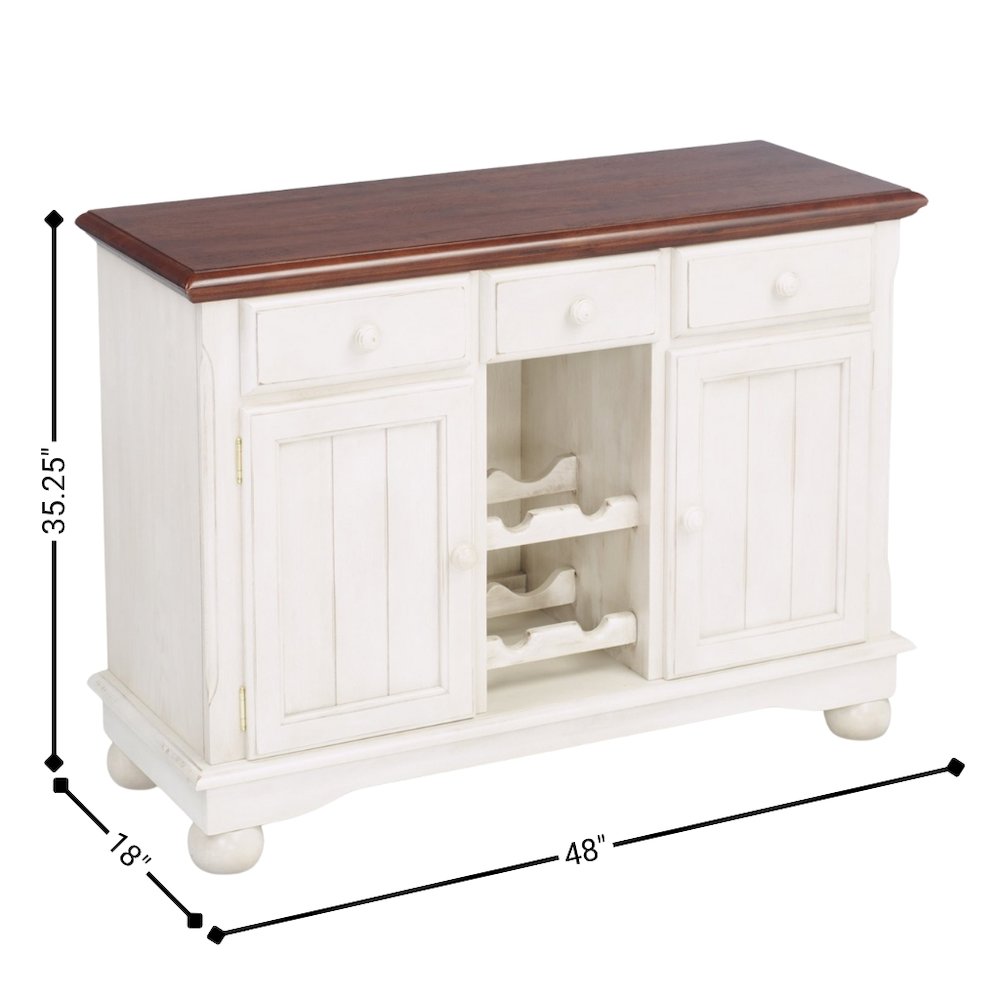Buttermilk Farmhouse Coffee Bar, Wine Cabinet with Storage and Drawers