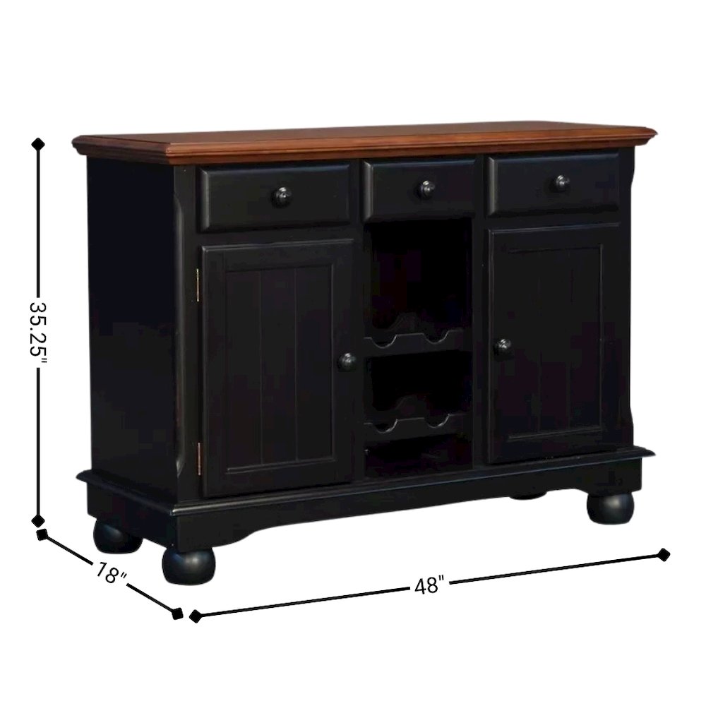 Black Farmhouse Coffee Bar, Wine Cabinet with Storage and Drawers