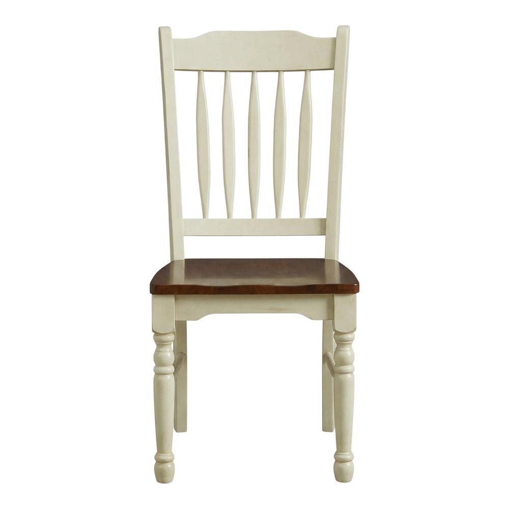 Merlot-Buttermilk Slatback Dining Chair Set with Solid Rubberwood Construction