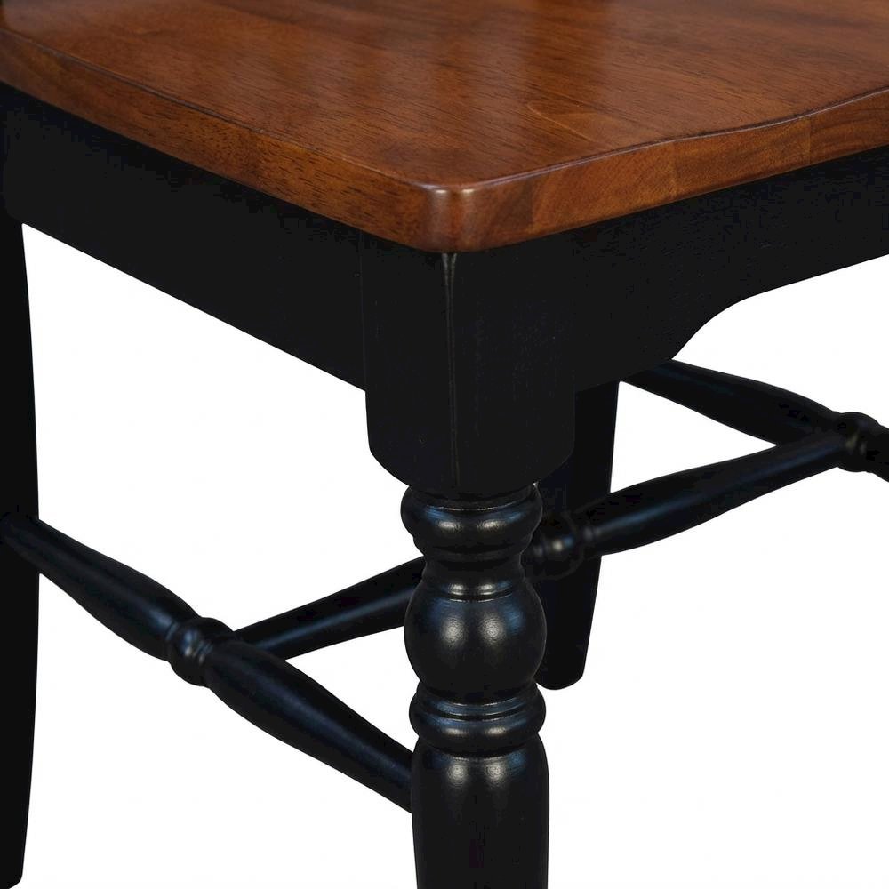 Solid Rubberwood Dining Chairs with Black Slatback Finish, Set of 2