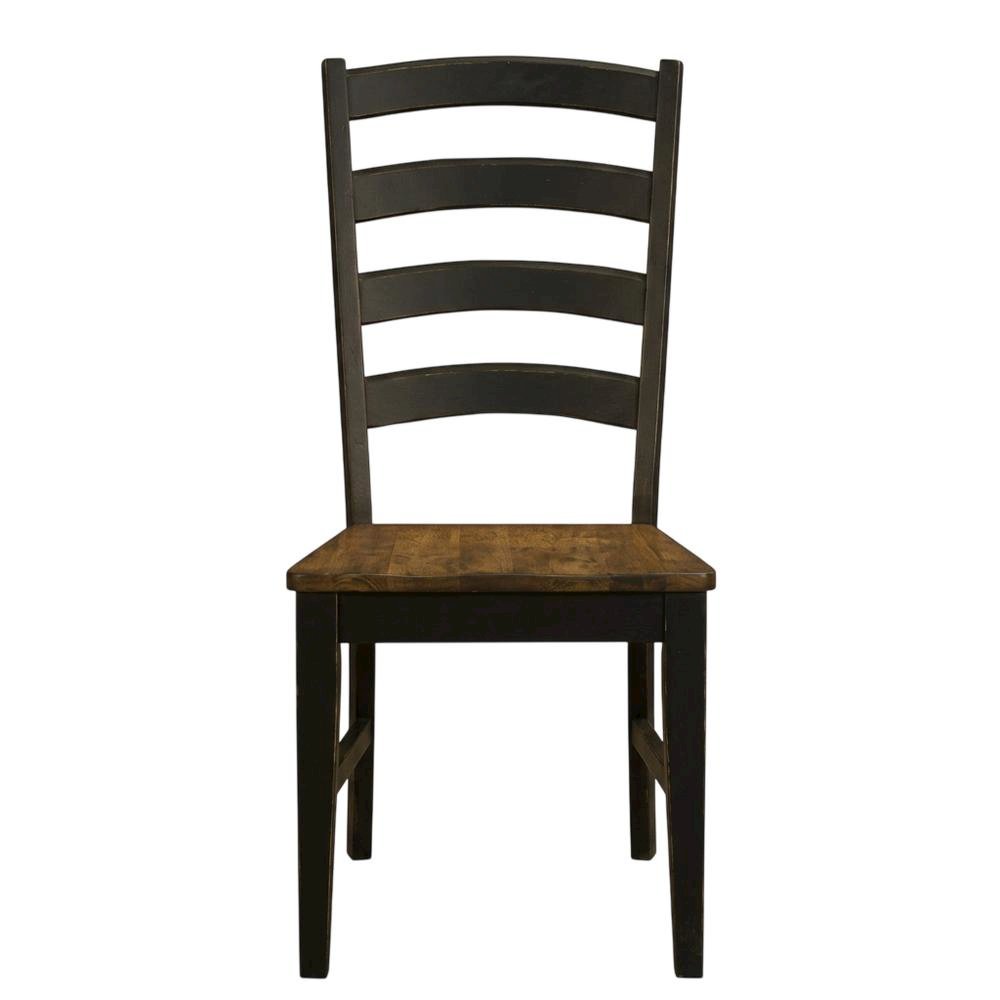 Two-Tone Dining Chairs Set of 2 with Distressed Finish and Solid Rubberwood