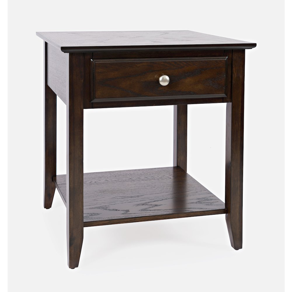 Modern Espresso Traditional End Table with Drawer and Shelf