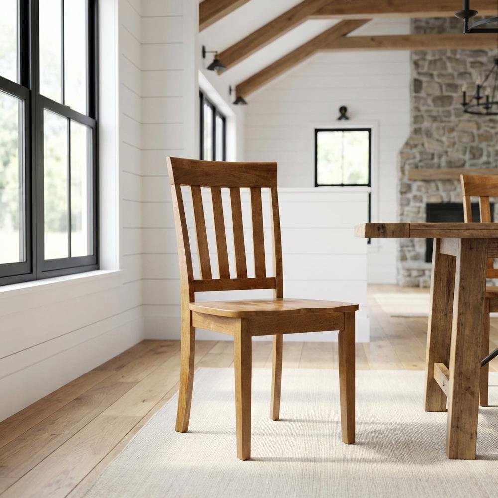 Slat Back Dining Chairs Set of 2, Farmhouse Accent Chair for Dining Room