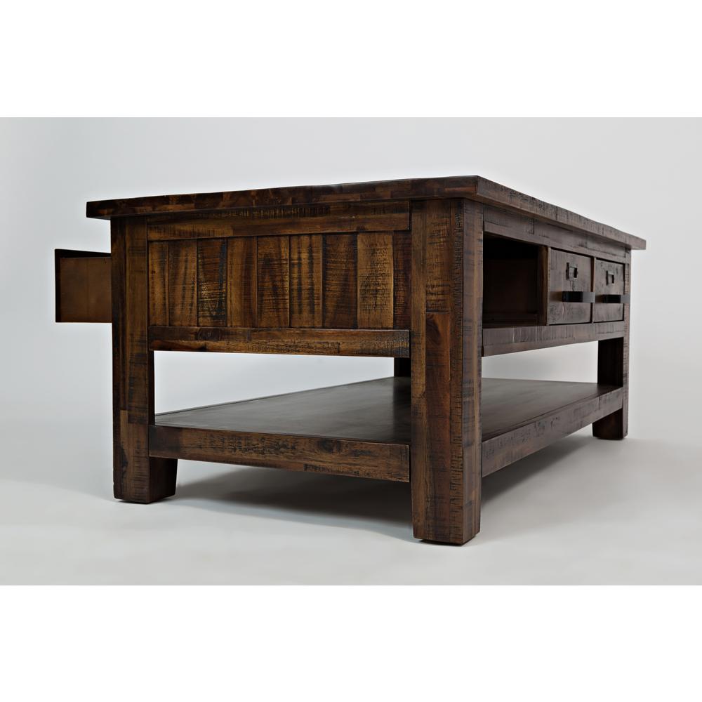 48-Inch Gray Coffee Table with Three Drawers, Acacia and MDF Construction