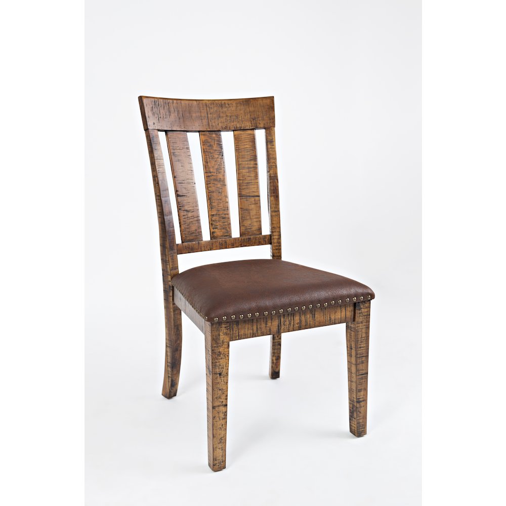 Cannon Valley Distressed Industrial Distressed Wood Dining Chair with Upholstered Seat (Set of 2)