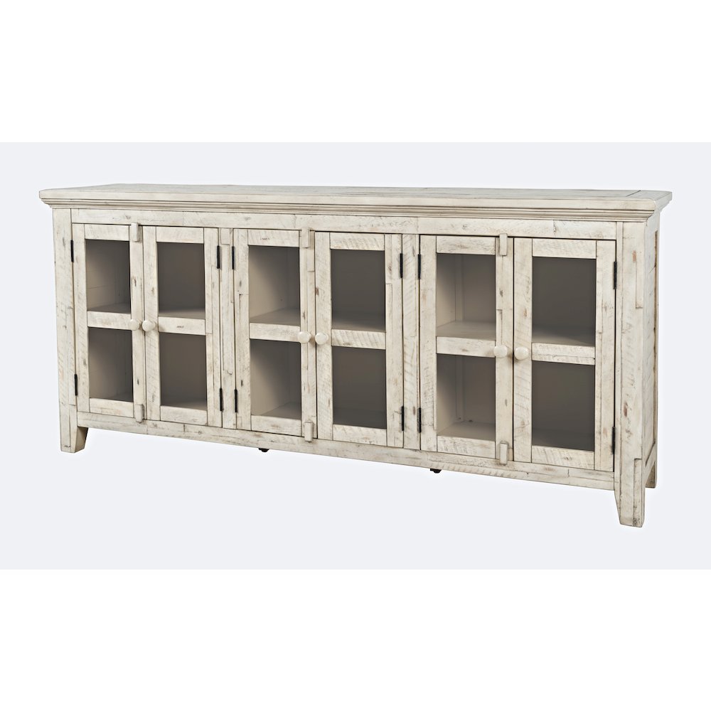 Rustic Shores 70" Coastal Distressed Acacia Six-Door Sideboard Cabinet