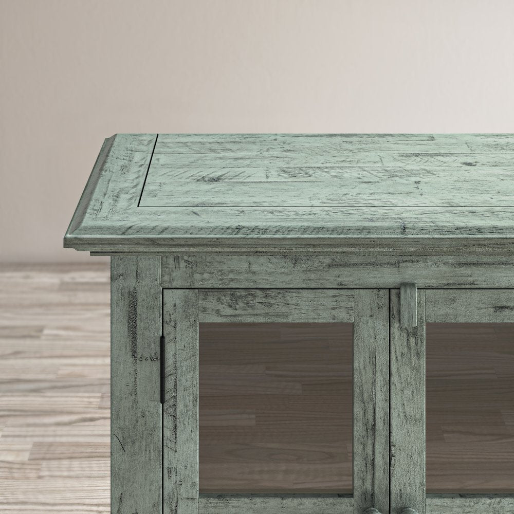 Rustic Shores 54" Coastal Distressed Acacia Four-Door Credenza Cabinet