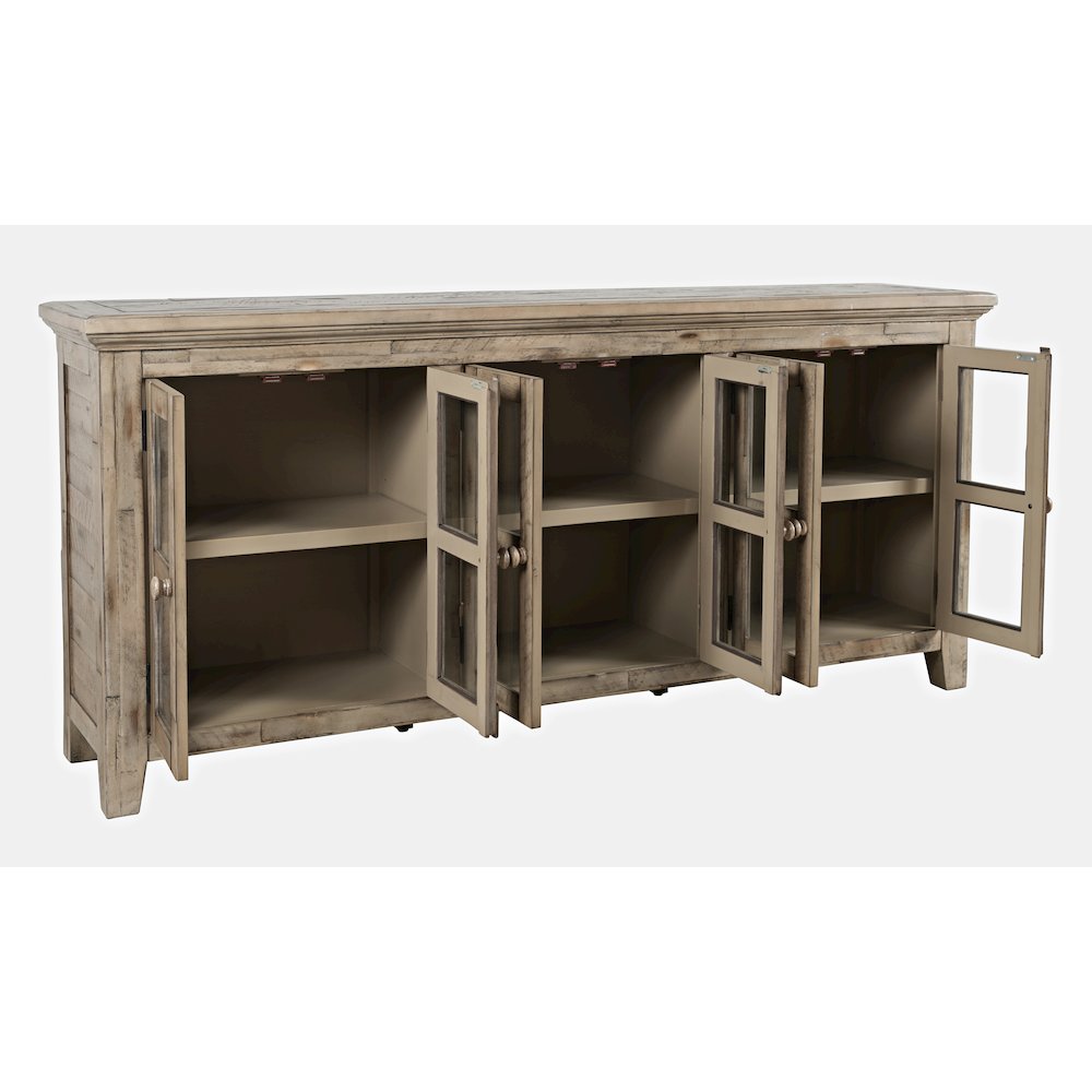Rustic Shores 70" Coastal Distressed Acacia Six-Door Sideboard Cabinet