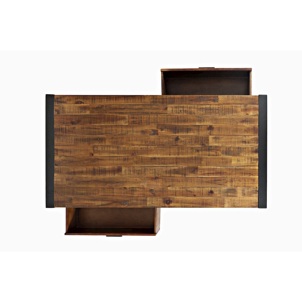Loftworks Modern Industrial Distressed Acacia 48" Coffee Table with Drawers