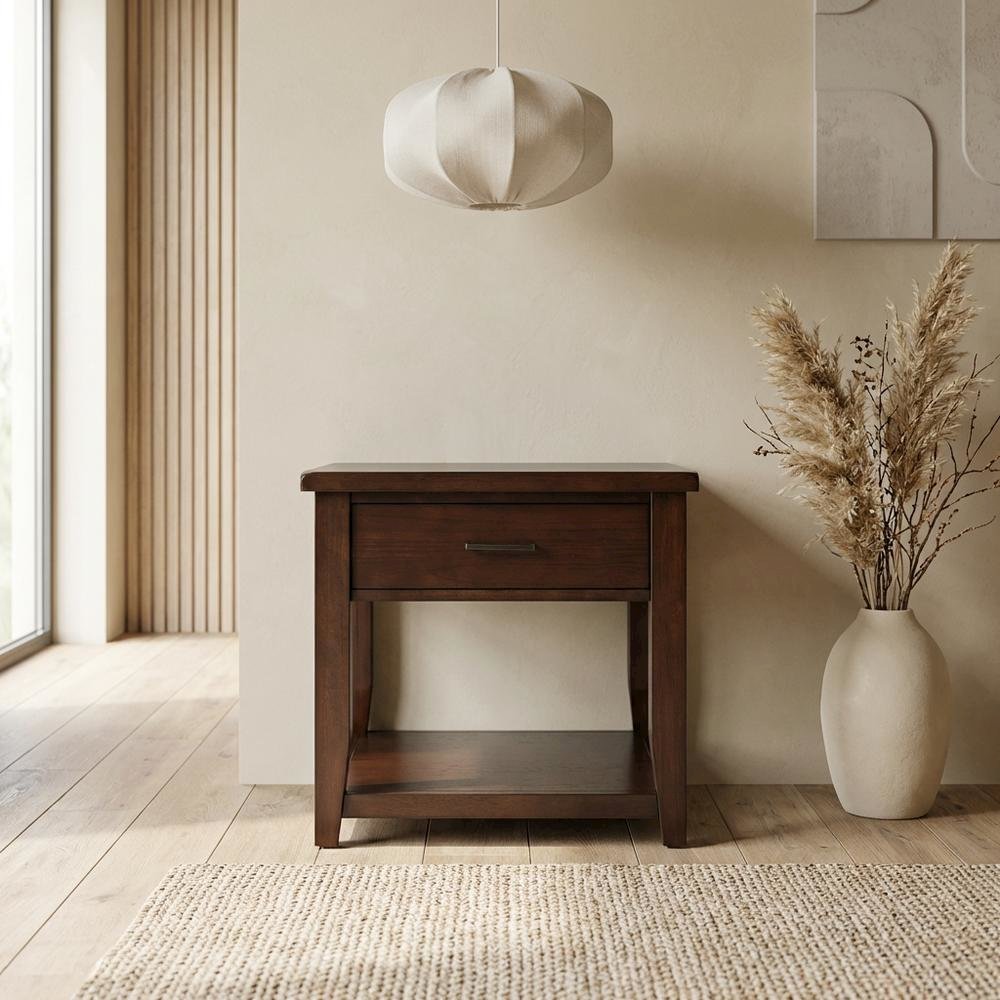 End Table with Drawer, Modern Accent Side Table for Living Room Bedroom