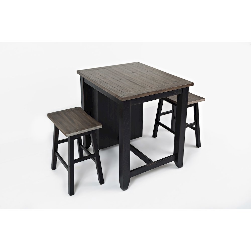 Rustic Reclaimed Solid Wood Farmhouse 3 Piece Counter Height Dining Set