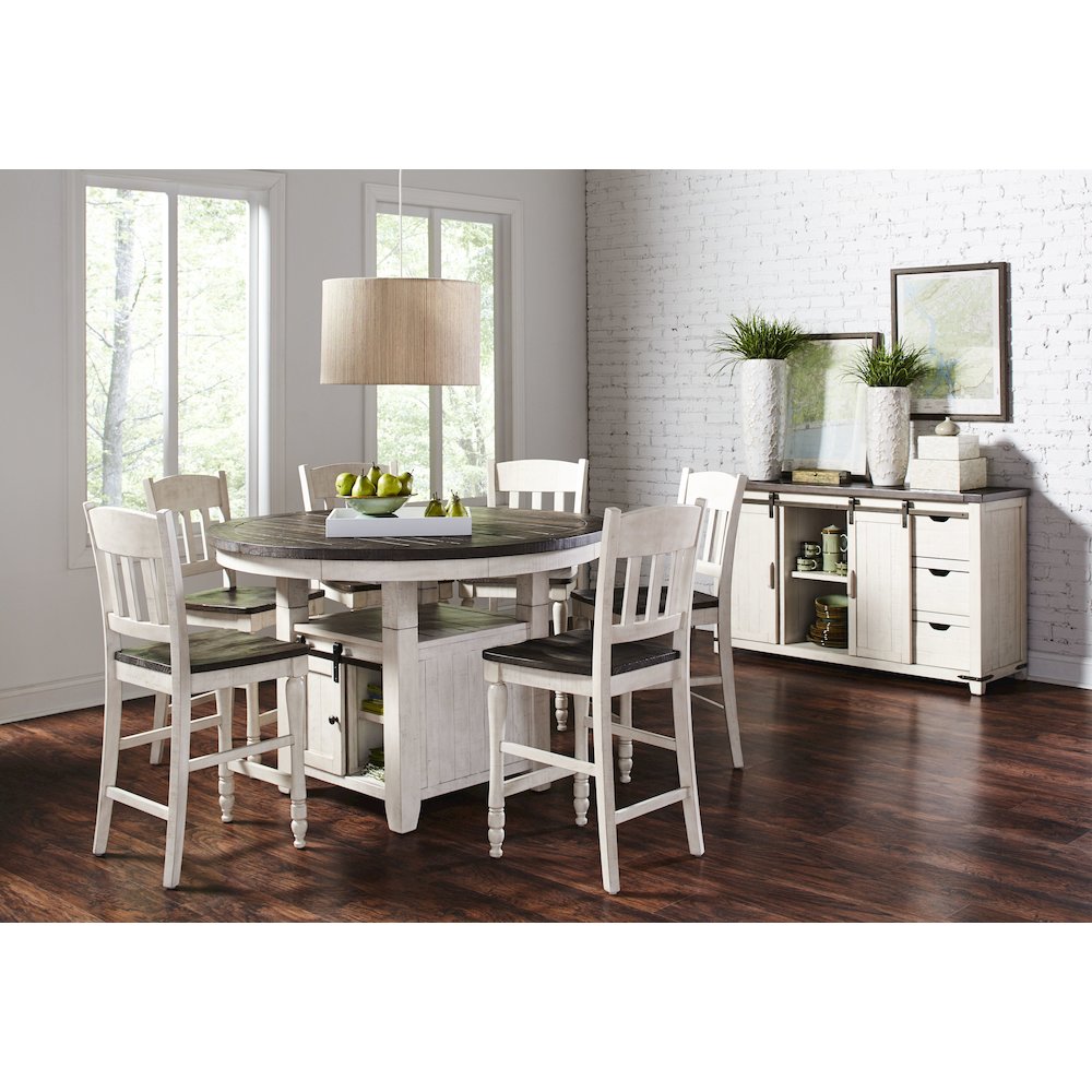 Rustic Reclaimed Solid Wood Farmhouse Adjustable Height 54" Round Dining Table