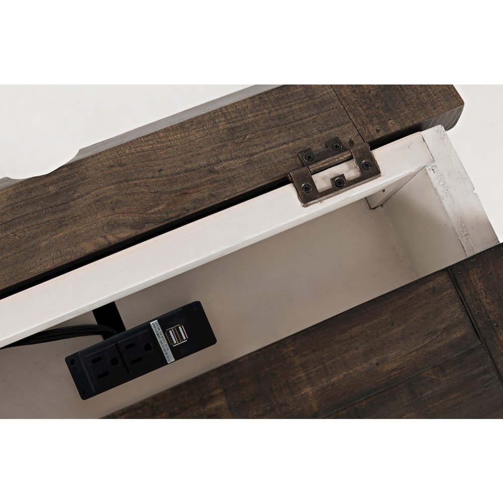 Madison County Rustic Reclaimed Solid Wood Farmhouse USB Charging Nightstand