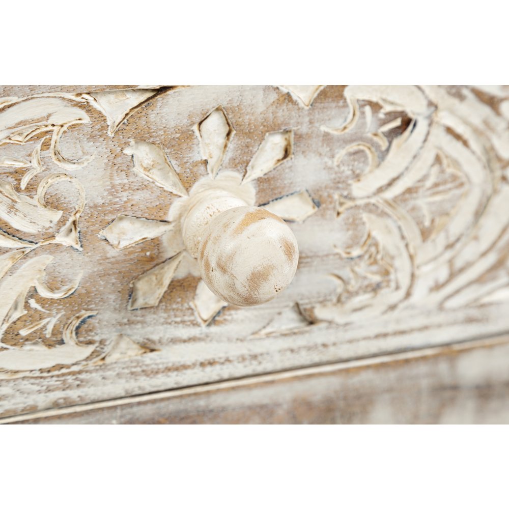 Global Archive Hand Carved Mango Wood Accent Table