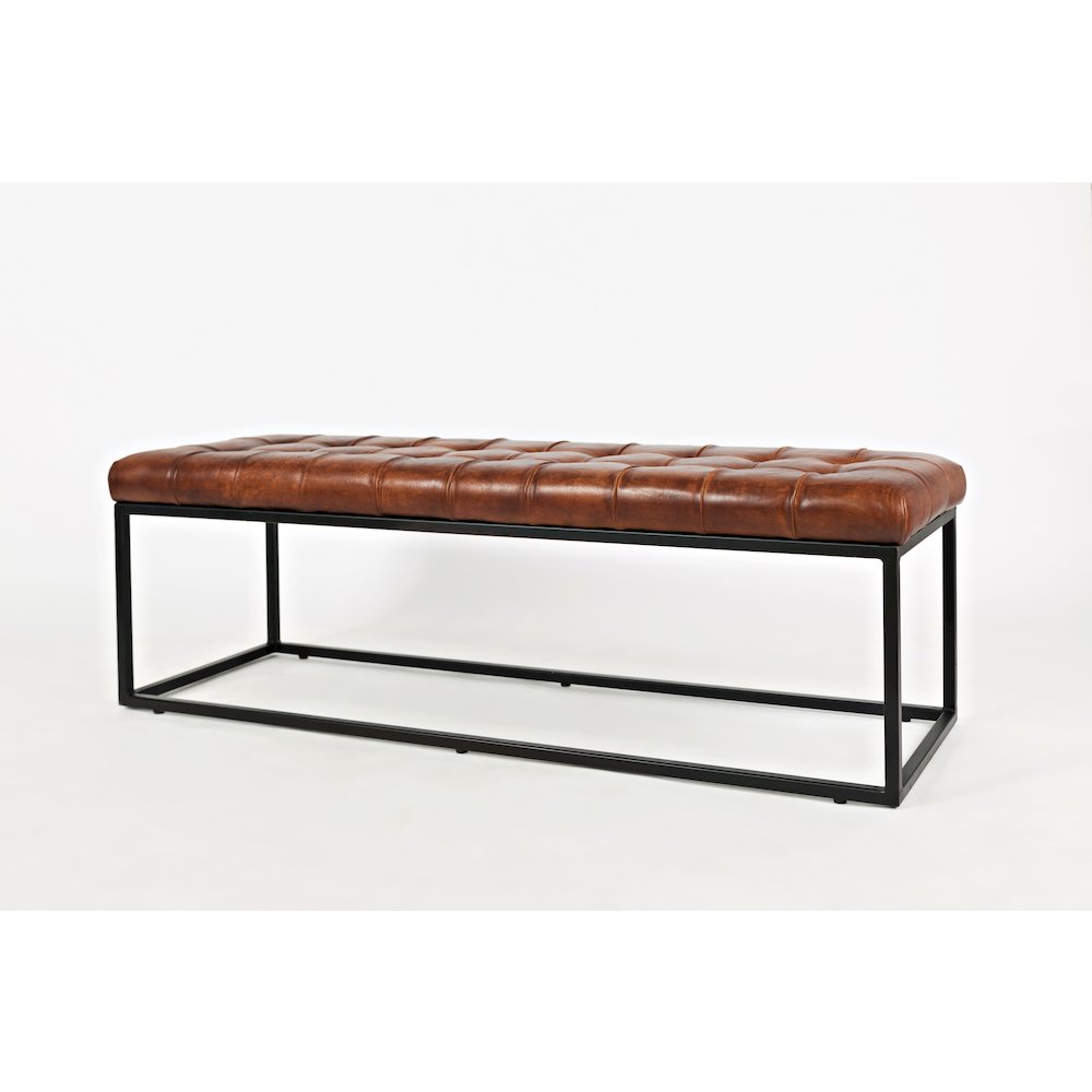 Global Archive 55" Genuine Distressed Leather Ottoman Bench