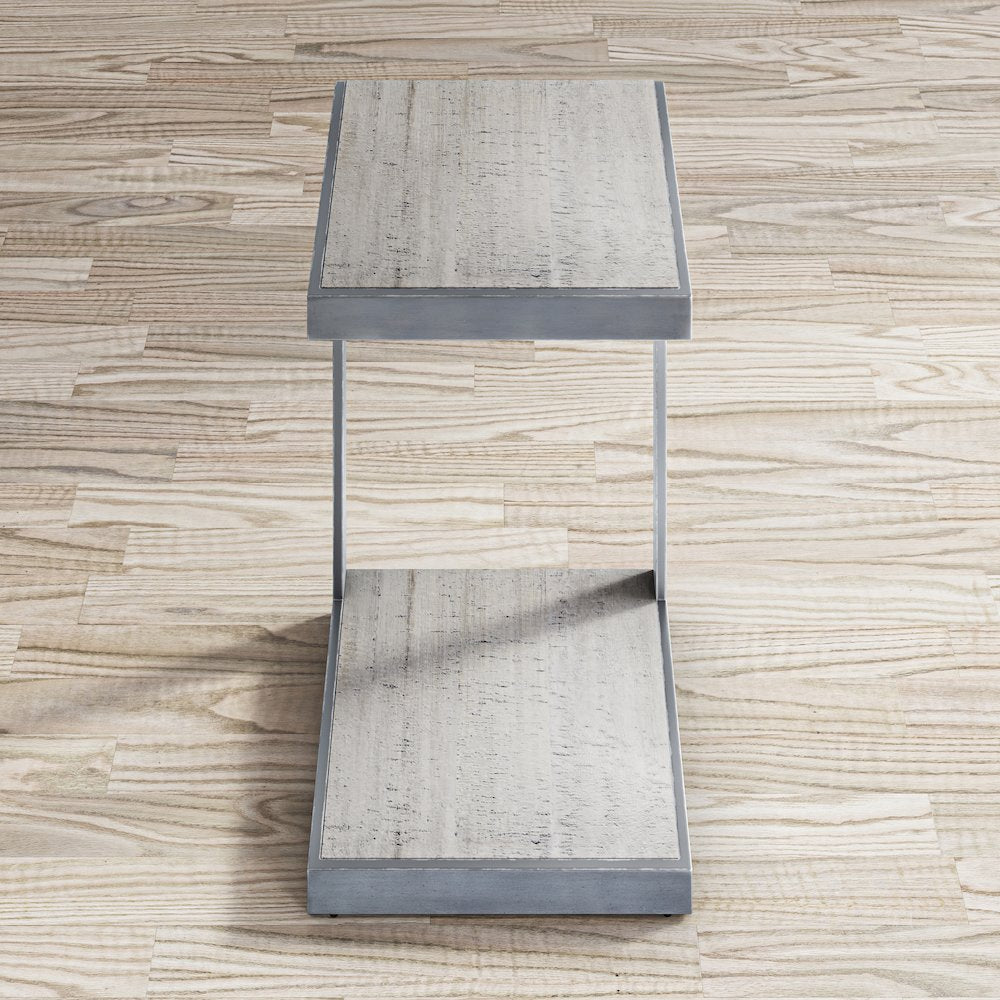 Global Archive Distressed Acacia and Stainless Steel "C" Table