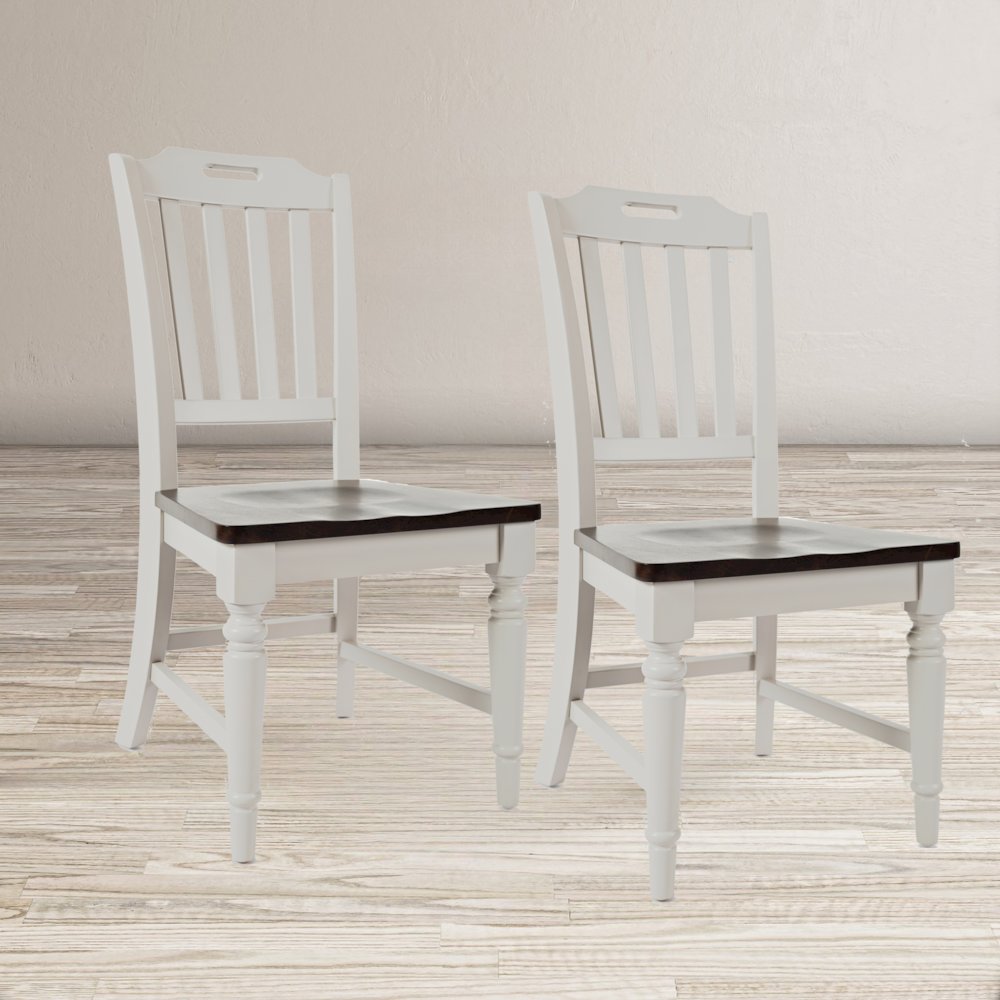 Orchard Park Farmhouse Solid Rubberwood Slatback Chair (Set of 2)