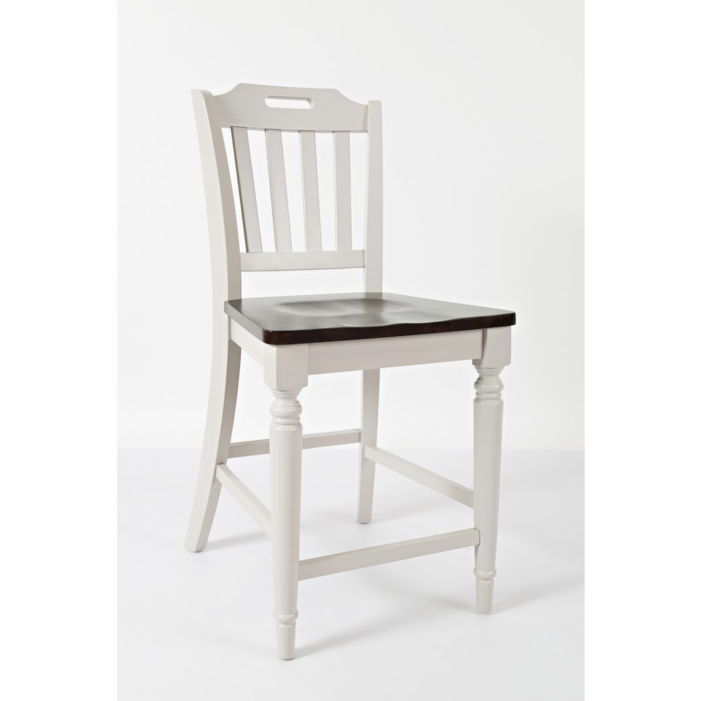 Orchard Park Farmhouse Solid Rubberwood Slatback Counter Height Stool (Set of 2)