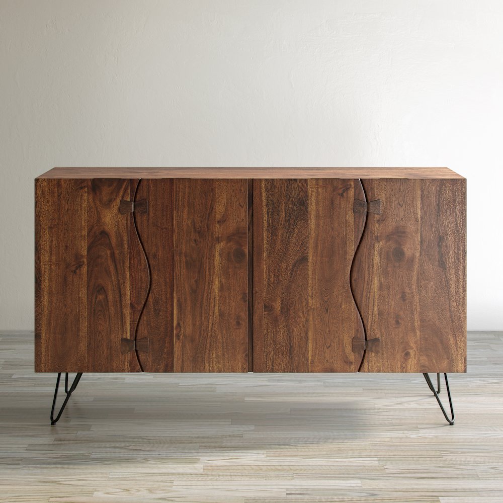 Nature's Edge Solid Acacia 54-Inch Modern Server Storage Cabinet
