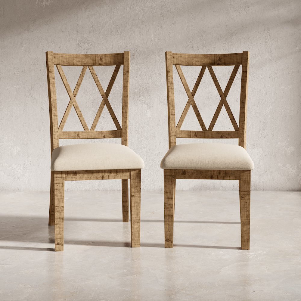 Rustic Distressed Pine Dining Chair (Set of 2)