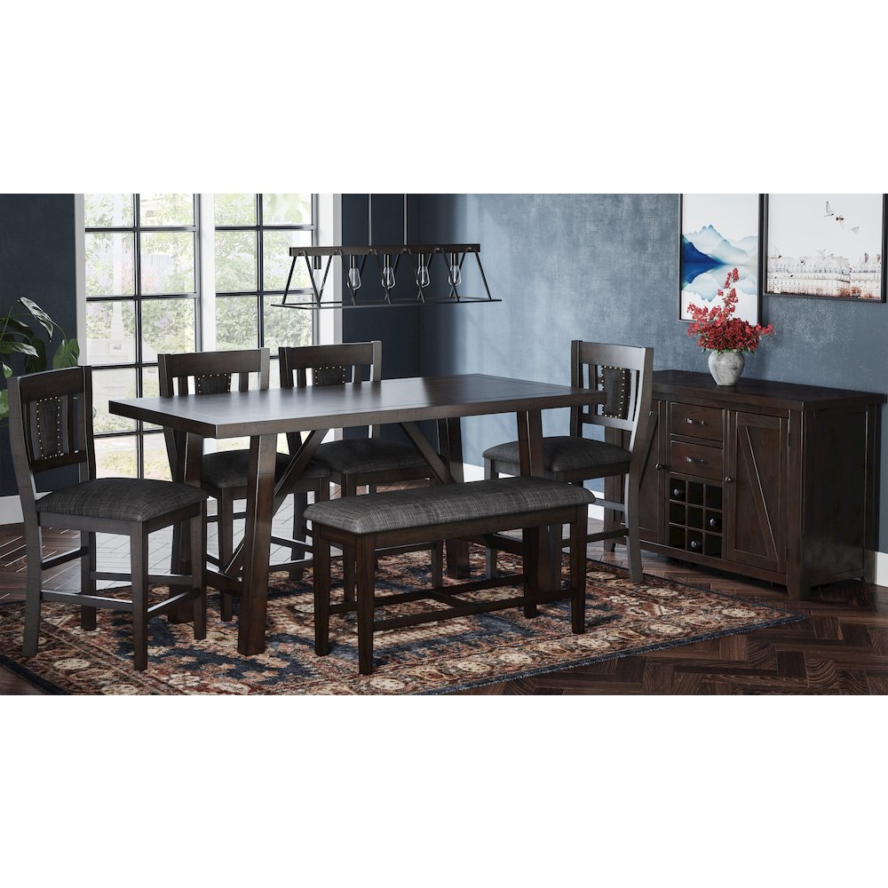 American Rustics 72" Counter Height Distressed Solid Wood Trestle Dining Table