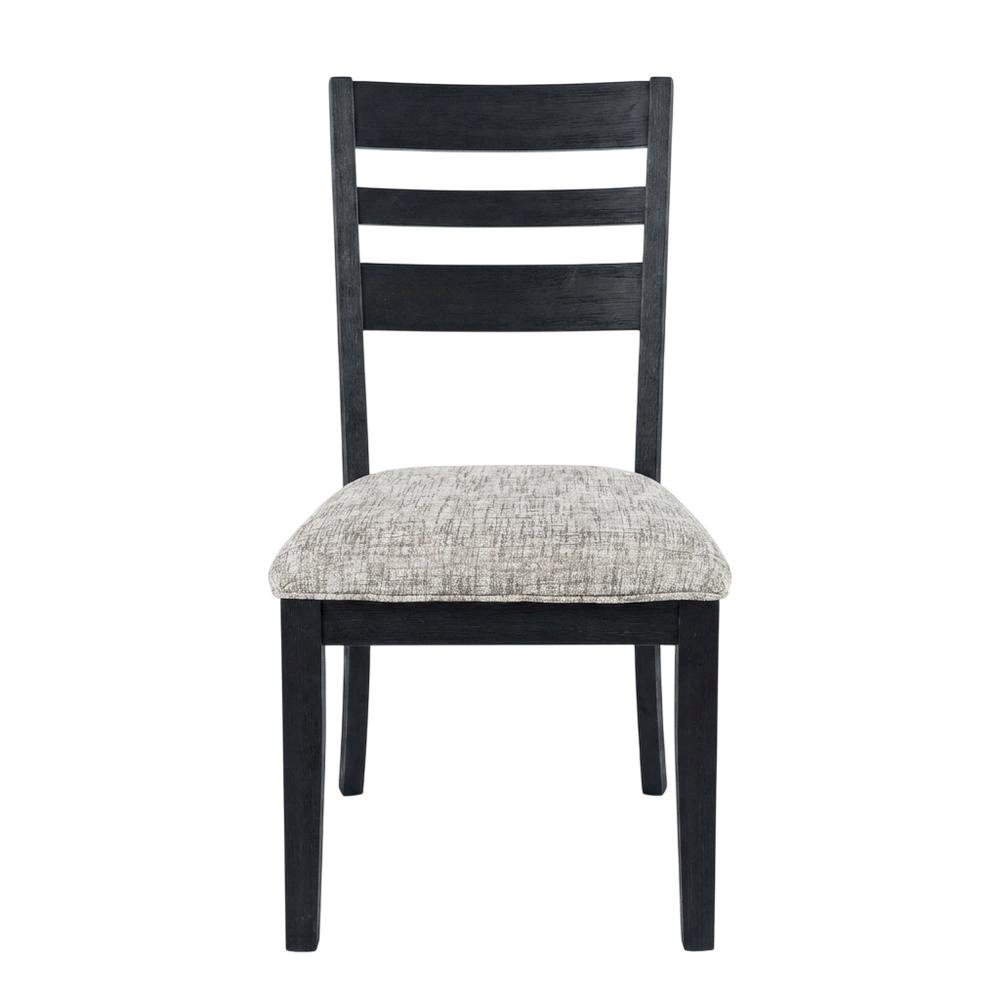 Contemporary Upholstered Ladderback Dining Chairs, Dark Charcoal, Set of 2