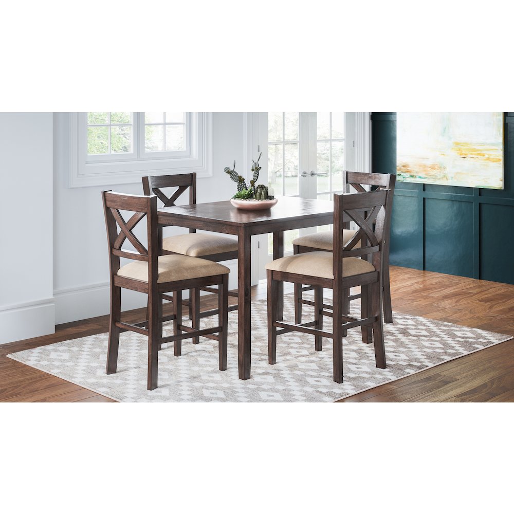 Walnut Creek 5 Piece Counter Height Dining Set - Table with 4 Stools