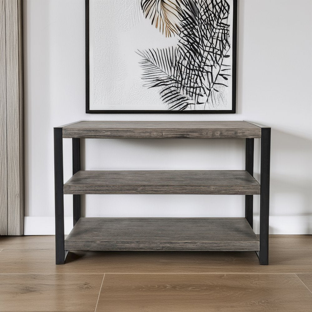 Pinnacle Modern Loft Iron and Wood Grey Sofa Table