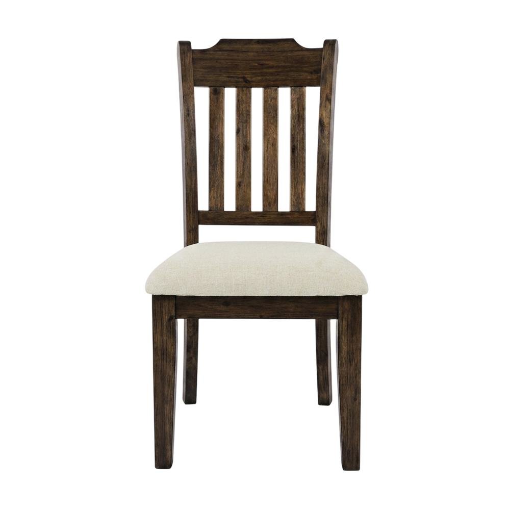 Mission-Style Slat-Back Solid Acacia Wood Farmhouse Dining Chair, Wire Brush, Set of 2