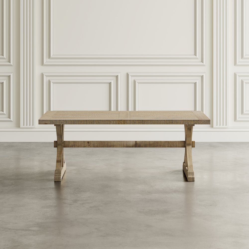 Carlyle Crossing Modern Rustic Distressed Solid Wood Coffee Table with Trestle