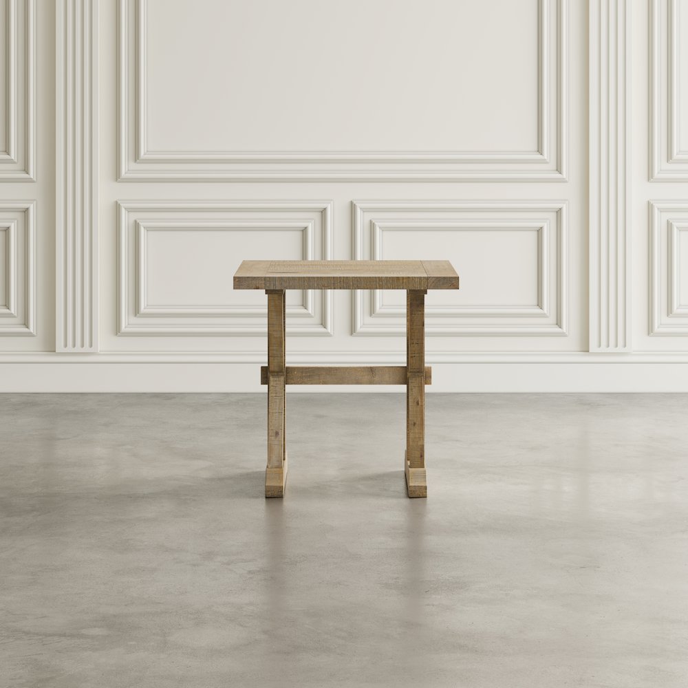 Carlyle Crossing Modern Rustic Distressed Solid Wood End Table with Trestle