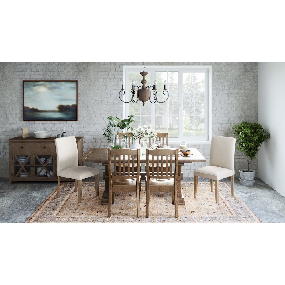 Modern Rustic Distressed Solid Wood Upholstered Parsons Dining Chair (Set of 2)
