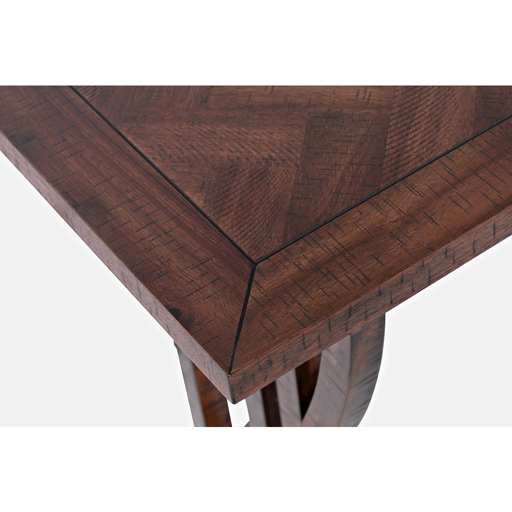 Transitional Herringbone Counter Height Four Piece Console 74" Dining Table Set