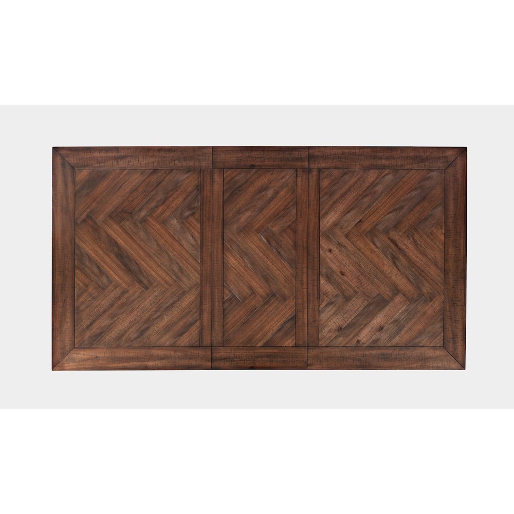 Fairview Transitional Herringbone Distressed Acacia Extension 78" Dining Table